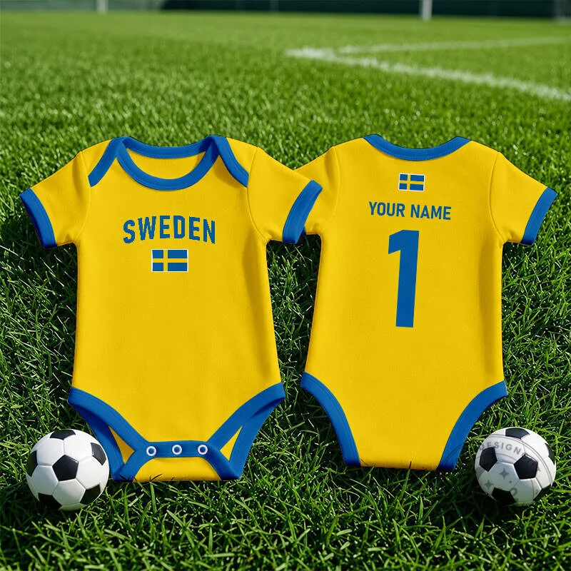 Sweden National Football Team Baby Romper Custom Name Number World Cup 2026