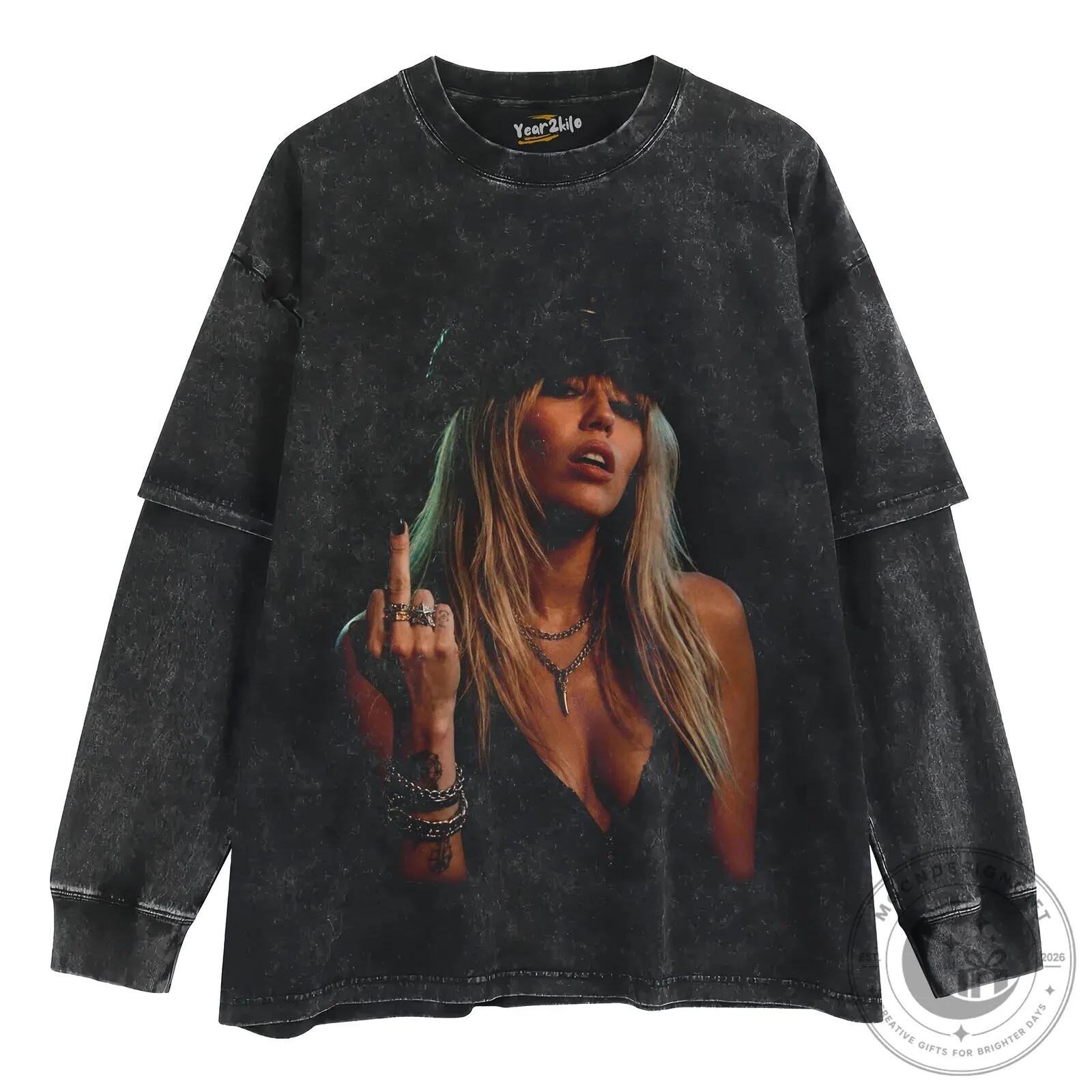 Miley Cyrus Middle Finger Concert Graphic Washed Black Oversized T-Shirt 16 Miley Cyrus Middle Finger Concert Graphic Washed Black Oversized T-Shirt