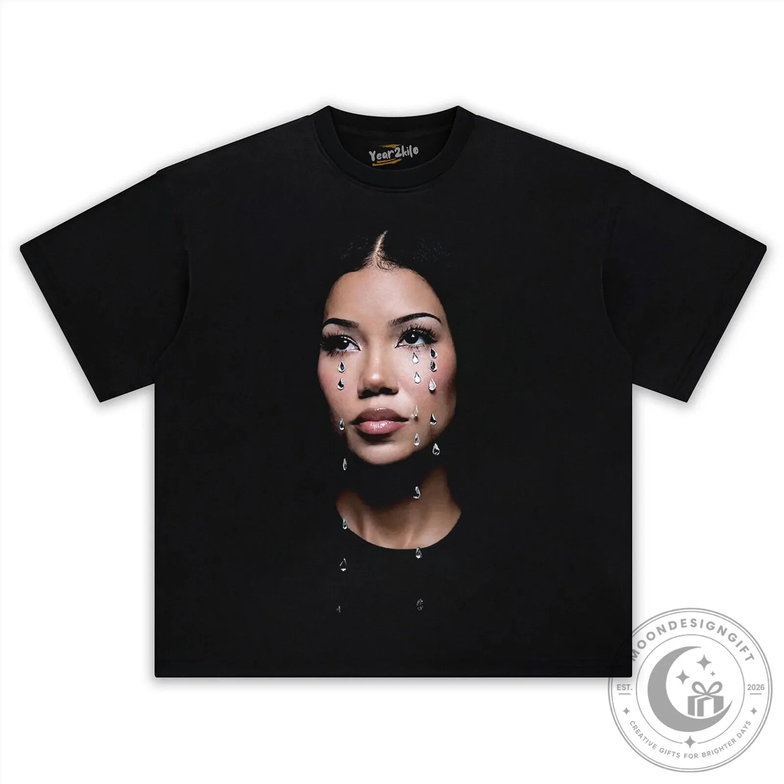Jhene Aiko Westside Whimsy Portrait Graphic Print Washed Black T-Shirt 13 Jhene Aiko Westside Whimsy Portrait Graphic Print Washed Black T-Shirt