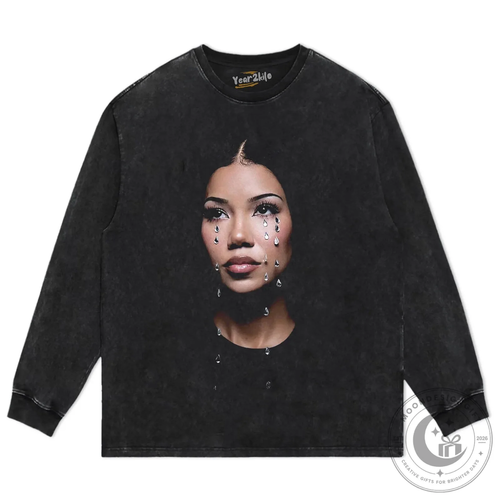 Jhene Aiko Westside Whimsy Portrait Graphic Print Washed Black T-Shirt 18 Jhene Aiko Westside Whimsy Portrait Graphic Print Washed Black T-Shirt