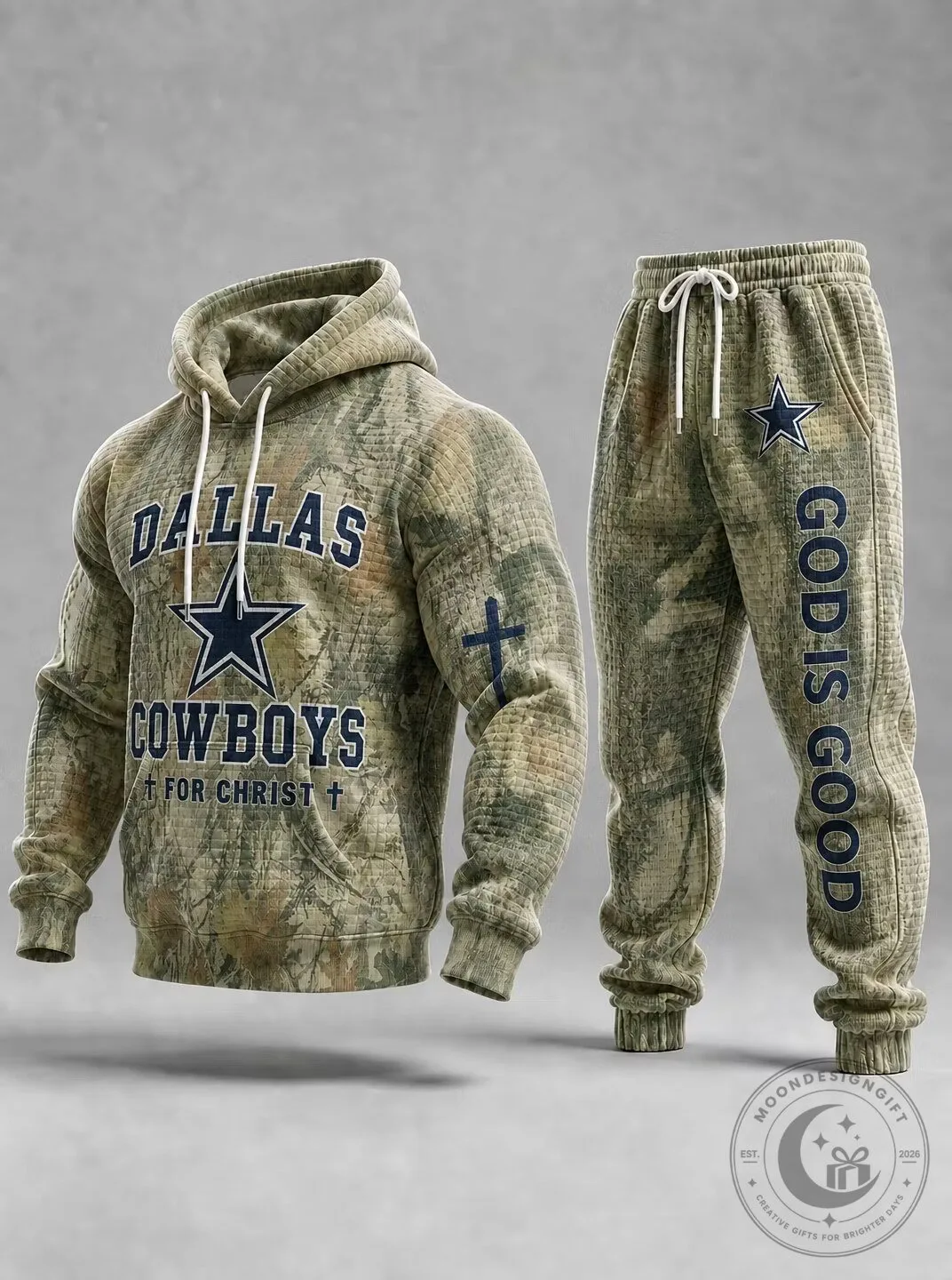 Dallas Cowboys God Is Good For Christ Camouflage Hoodie and Pants Set