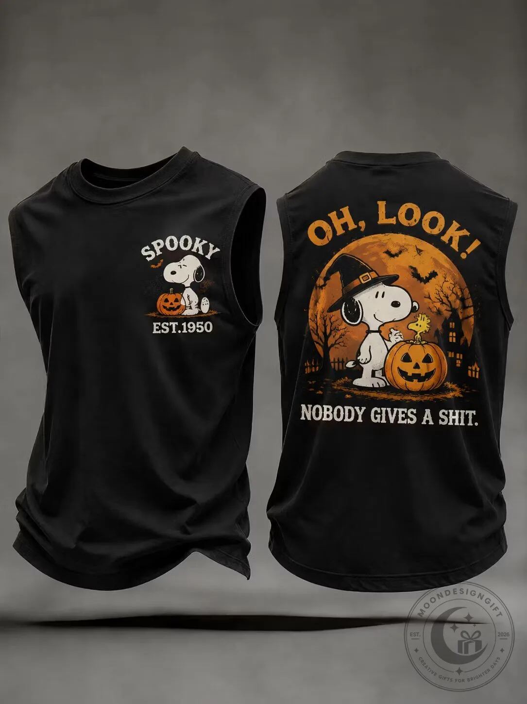 Snoopy Halloween Spooky Oh Look Nobody Gives A Shit Funny Tank Top