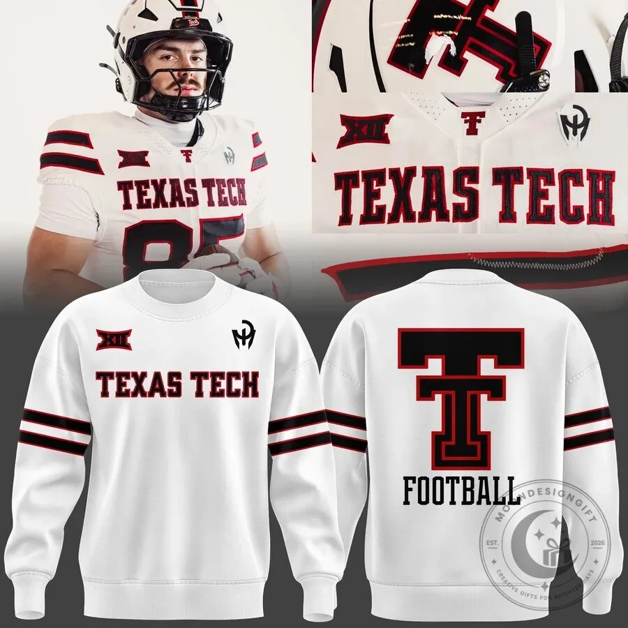 Texas Tech Red Raiders Football Team White Fan Gear Sweatshirt