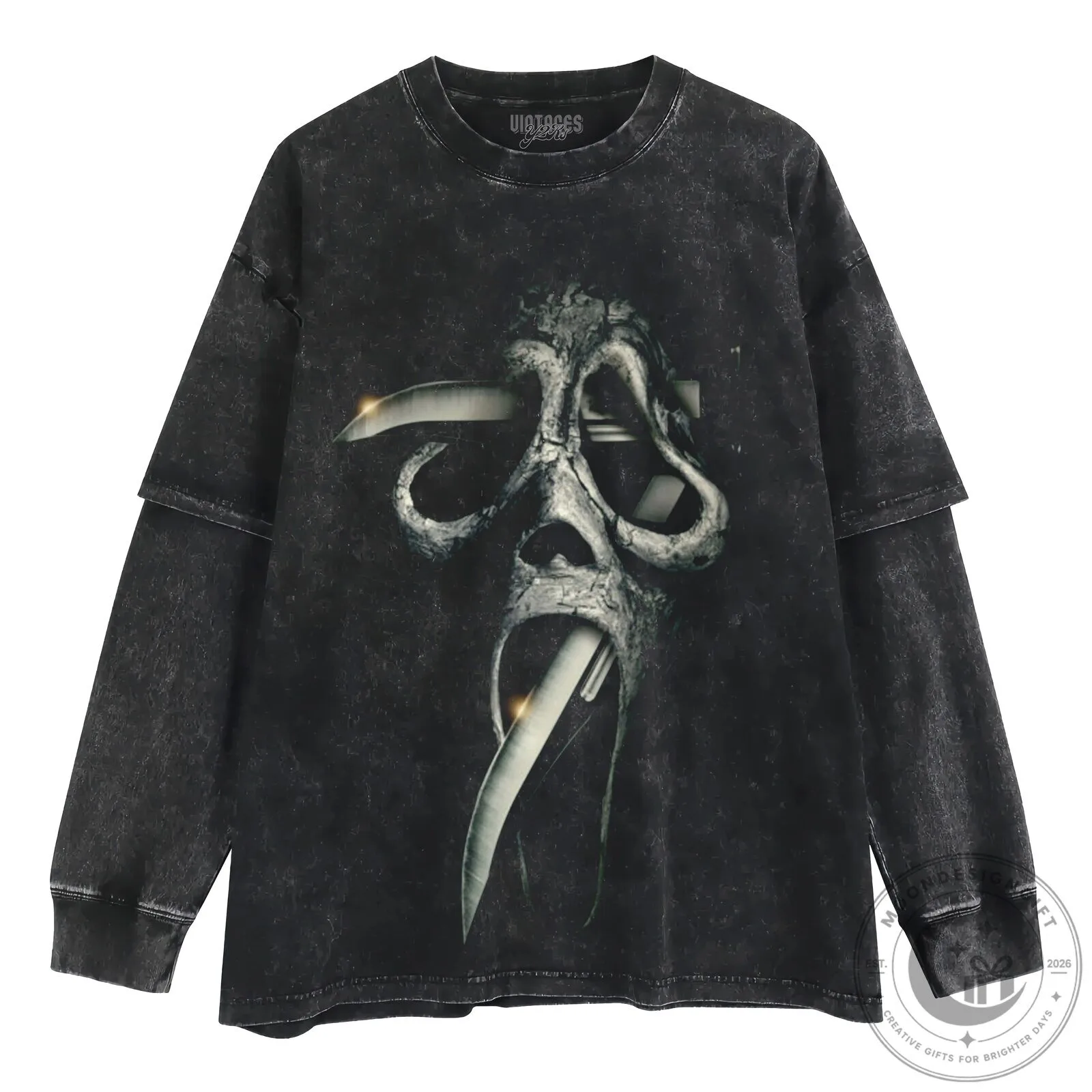 Scream Movie Ghostface Mask Horror Film Layered Long Sleeve T-Shirt