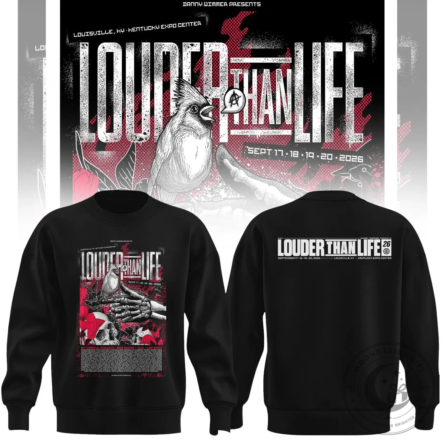 Black Crewneck Sweatshirt for Louder Than Life Festival 2026 Music Event 10 Black Crewneck Sweatshirt for Louder Than Life Festival 2026 Music Event