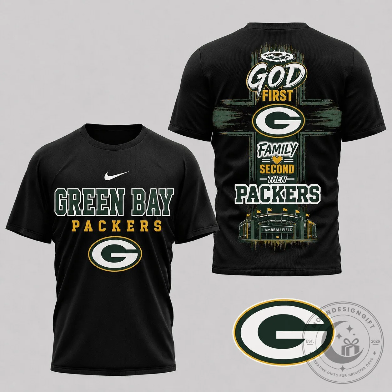Packers Football Fan T-Shirt in Team Green for Green Bay Supporters