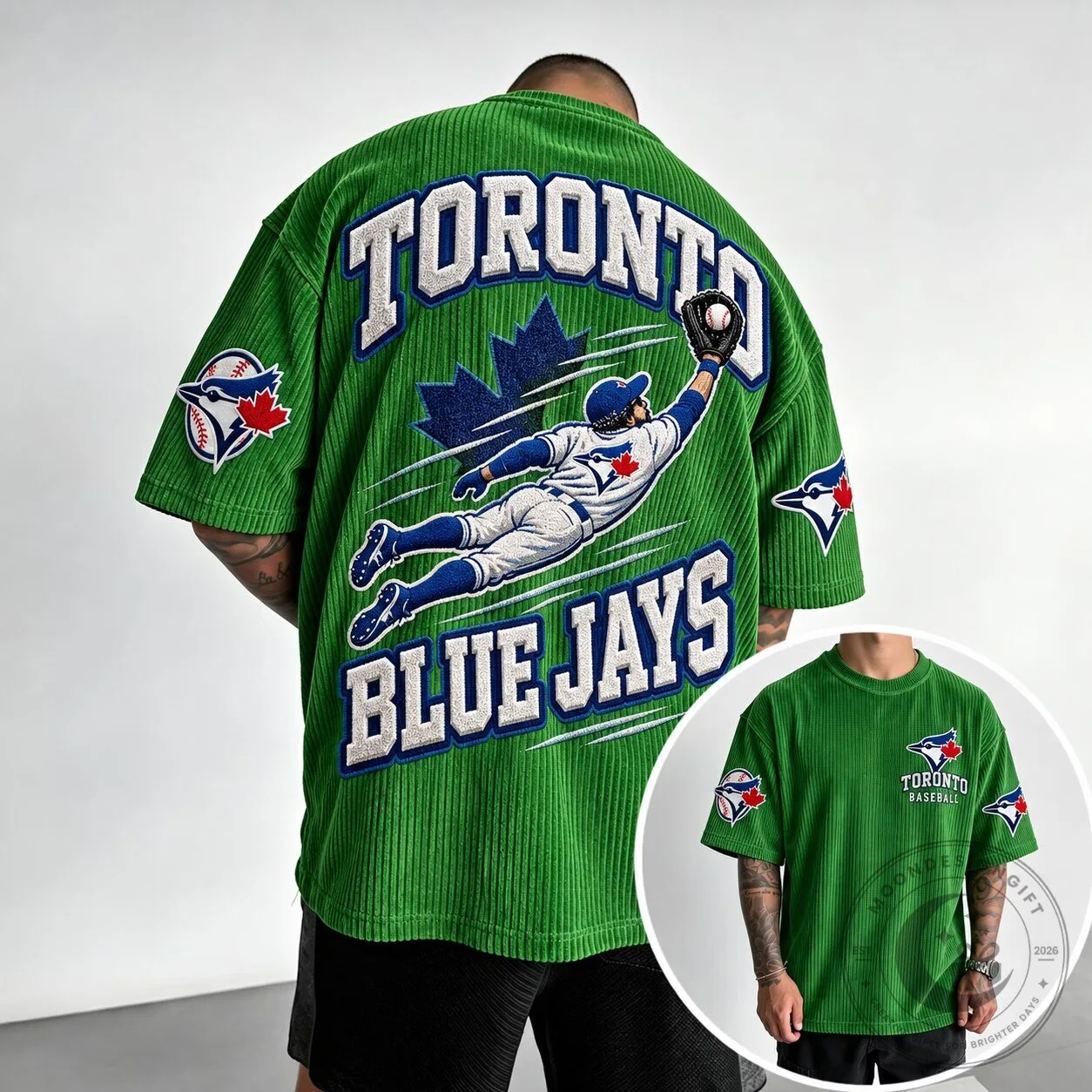 Toronto Blue Jays Baseball Player Green Oversized Short Sleeve T-Shirt