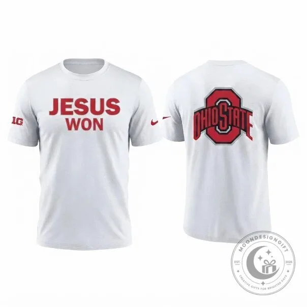 Red T-Shirt Featuring Jesus Won Christian Faith for Ohio State Buckeyes Fans 8 Red T-Shirt Featuring Jesus Won Christian Faith for Ohio State Buckeyes Fans