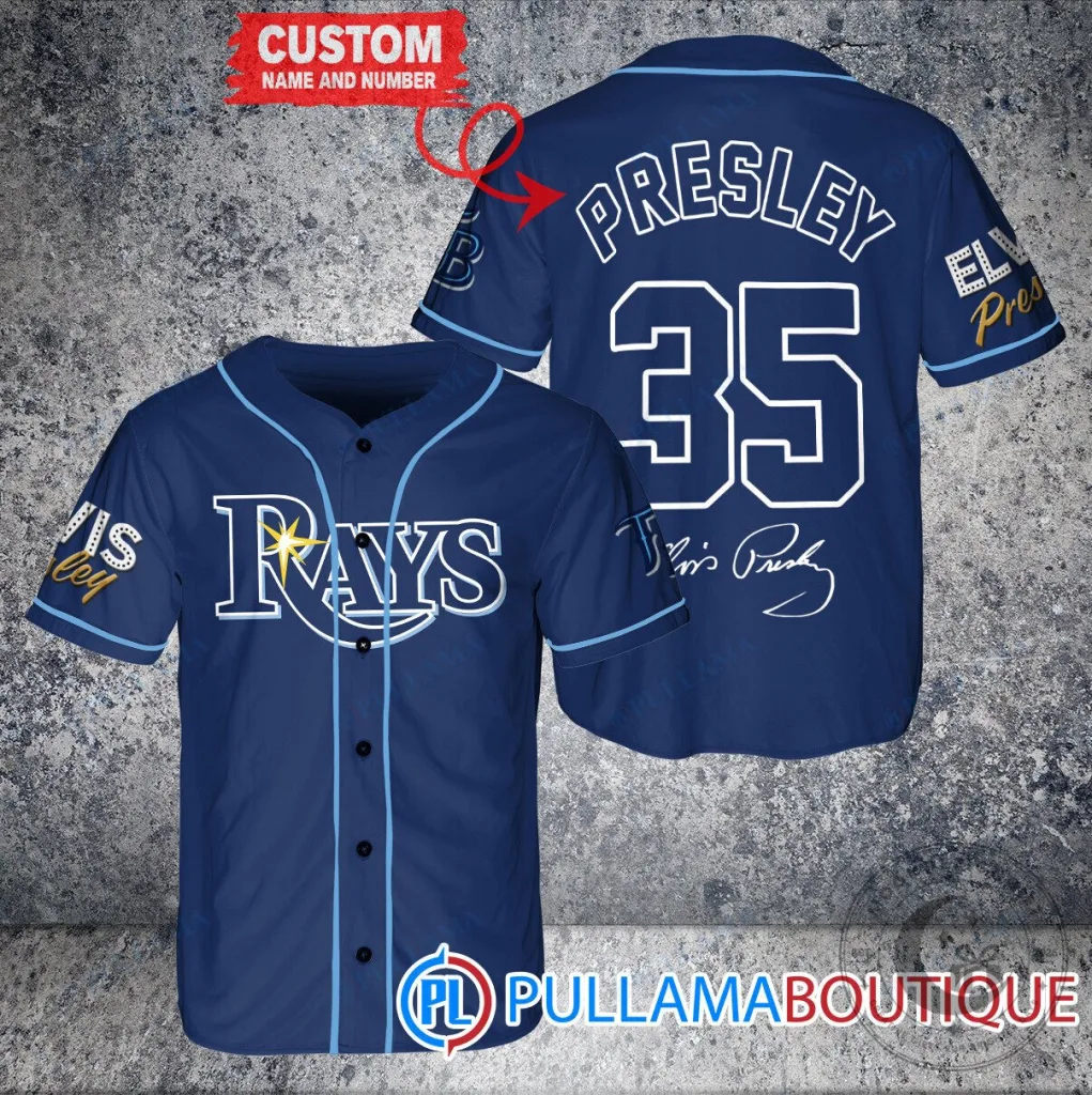 Tampa Bay Rays Elvis Presley Baseball Jersey Custom Name and Number 30 Tampa Bay Rays Elvis Presley Baseball Jersey Custom Name and Number