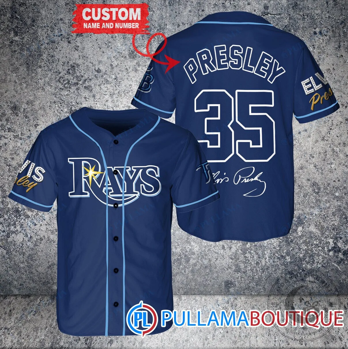 Tampa Bay Rays Elvis Presley Baseball Jersey Custom Name and Number