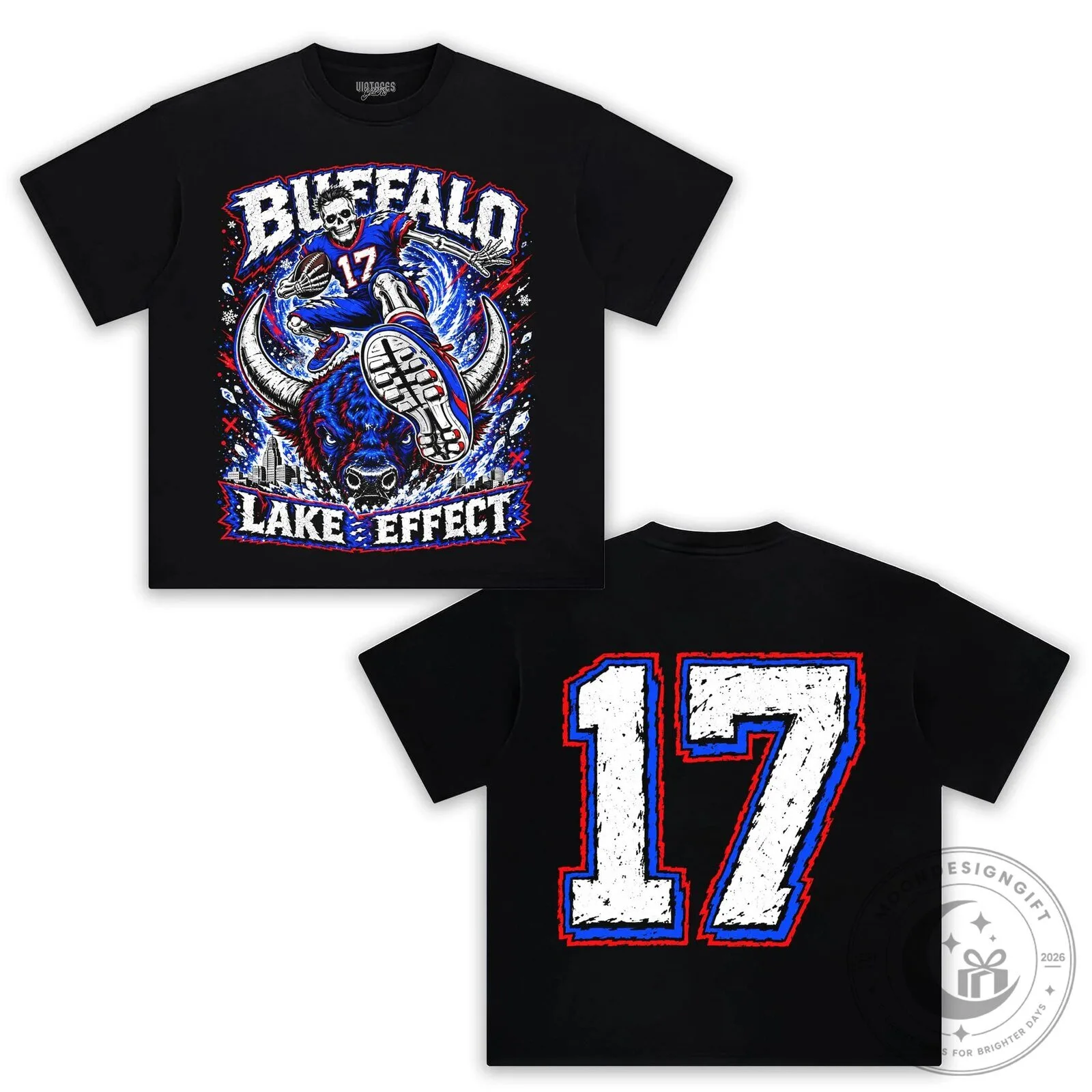 Buffalo Bills Football Skeleton Rider Lake Effect T-Shirt
