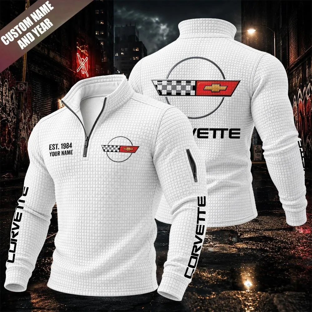 Corvette C4 Textured Grid Quarter-Zip Pullover Sweatshirt 13 Corvette C4 Textured Grid Quarter-Zip Pullover Sweatshirt