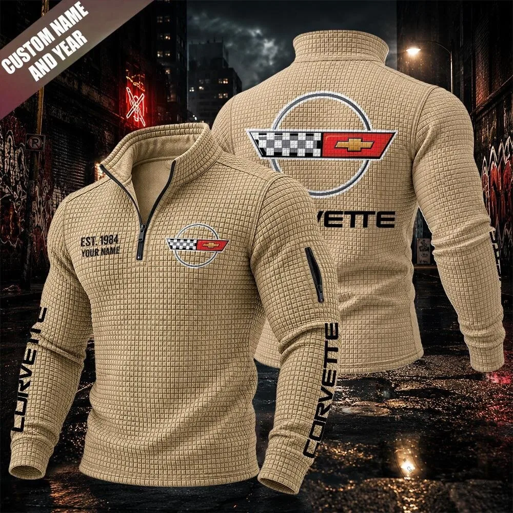 Corvette C4 Textured Grid Quarter-Zip Pullover Sweatshirt 14 Corvette C4 Textured Grid Quarter-Zip Pullover Sweatshirt