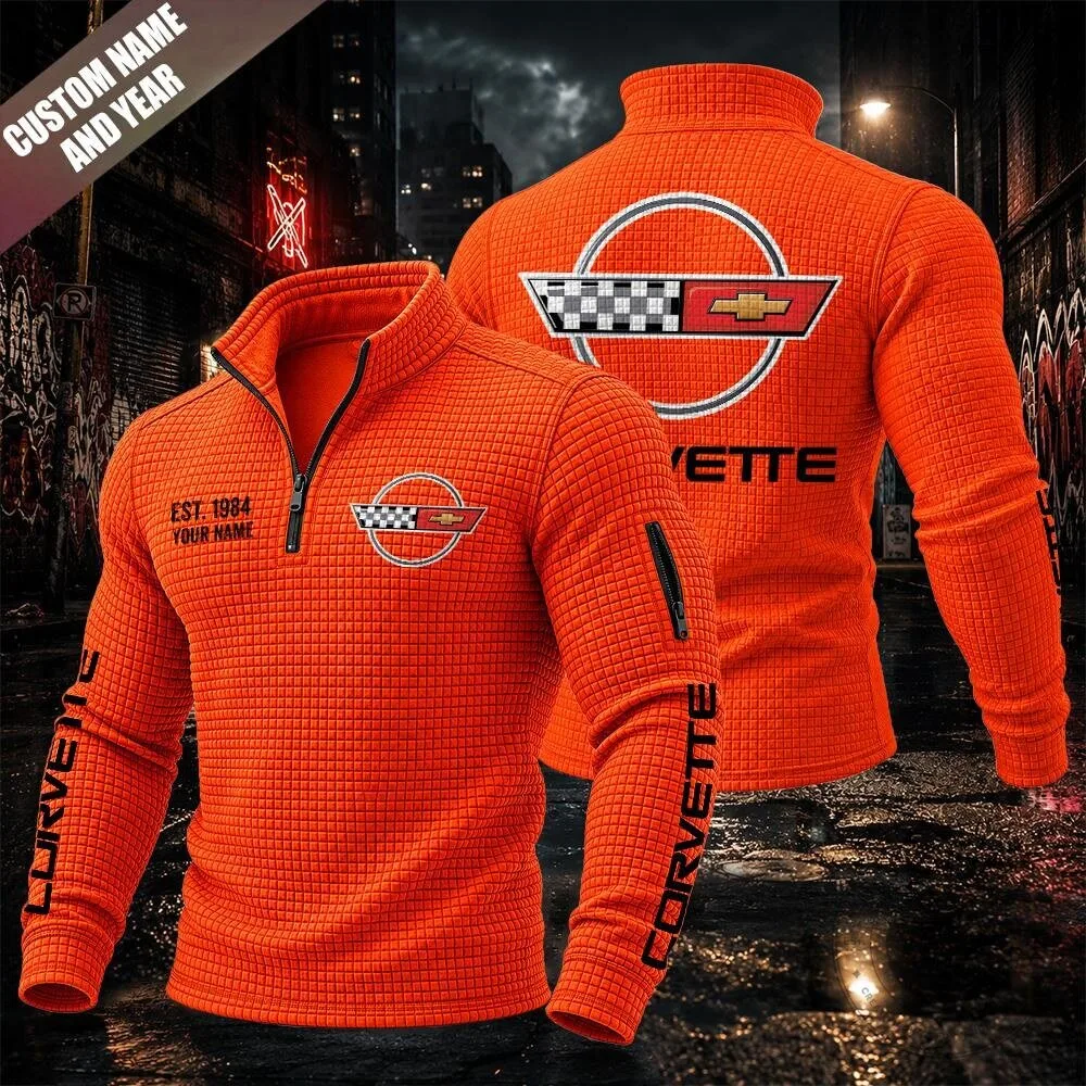 Corvette C4 Textured Grid Quarter-Zip Pullover Sweatshirt 15 Corvette C4 Textured Grid Quarter-Zip Pullover Sweatshirt
