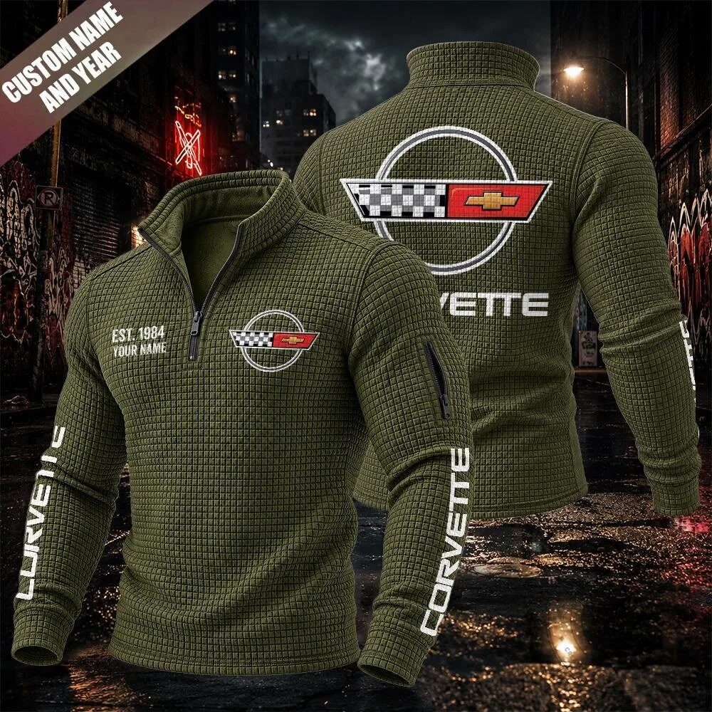 Corvette C4 Textured Grid Quarter-Zip Pullover Sweatshirt 17 Corvette C4 Textured Grid Quarter-Zip Pullover Sweatshirt