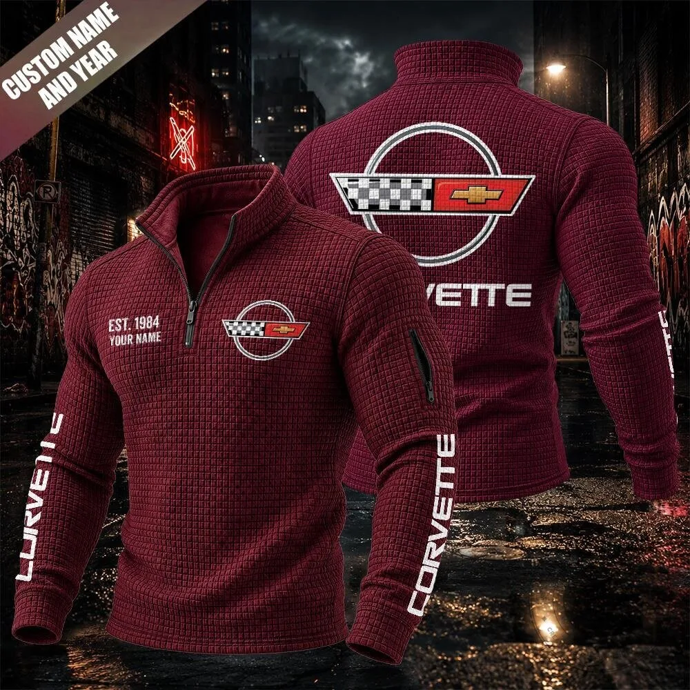 Corvette C4 Textured Grid Quarter-Zip Pullover Sweatshirt 18 Corvette C4 Textured Grid Quarter-Zip Pullover Sweatshirt