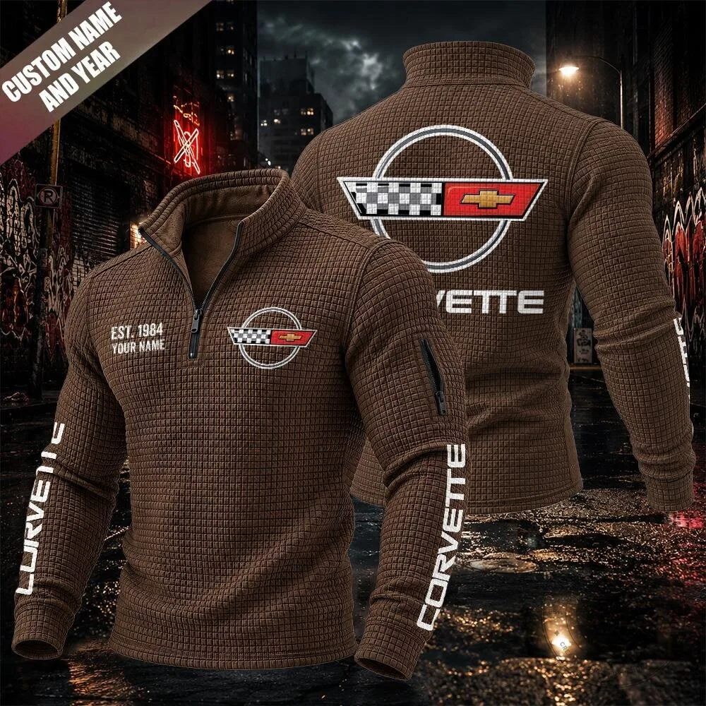 Corvette C4 Textured Grid Quarter-Zip Pullover Sweatshirt 19 Corvette C4 Textured Grid Quarter-Zip Pullover Sweatshirt