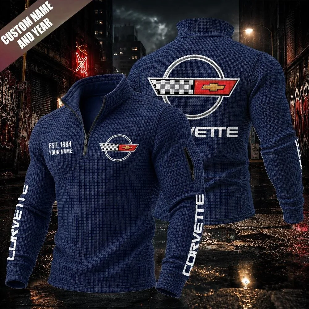 Corvette C4 Textured Grid Quarter-Zip Pullover Sweatshirt 20 Corvette C4 Textured Grid Quarter-Zip Pullover Sweatshirt