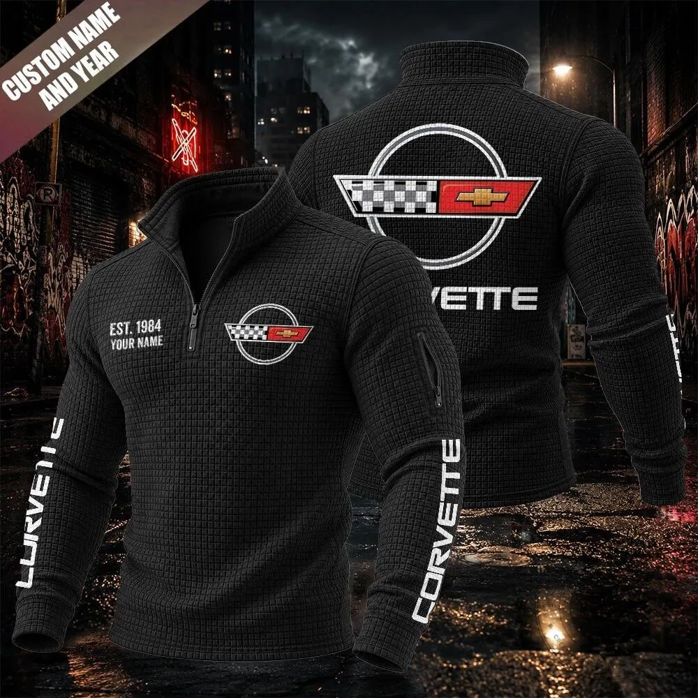 Corvette C4 Textured Grid Quarter-Zip Pullover Sweatshirt 21 Corvette C4 Textured Grid Quarter-Zip Pullover Sweatshirt