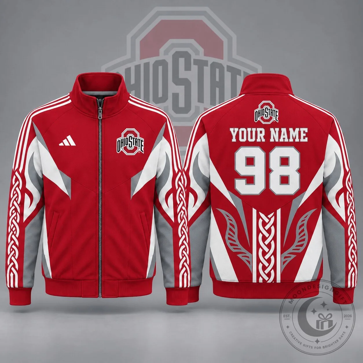 Ohio State Buckeyes Personalized Red Full Zip Track Jacket