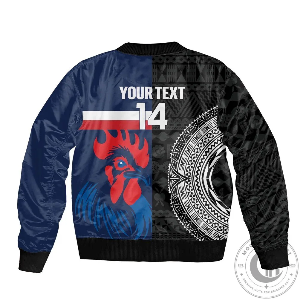 Flying Fijian and Les Bleus Rugby Bomber Jacket - Fiji vs France Edition 7 Flying Fijian and Les Bleus Rugby Bomber Jacket - Fiji vs France Edition