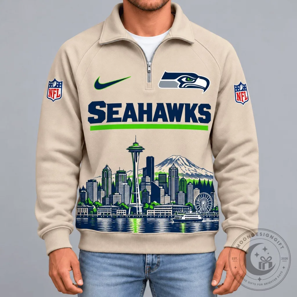 Seattle Seahawks National Football League Cityscape Quarter-Zip Sweatshirt Seattle Seahawks National Football League Cityscape Quarter-Zip Sweatshirt
