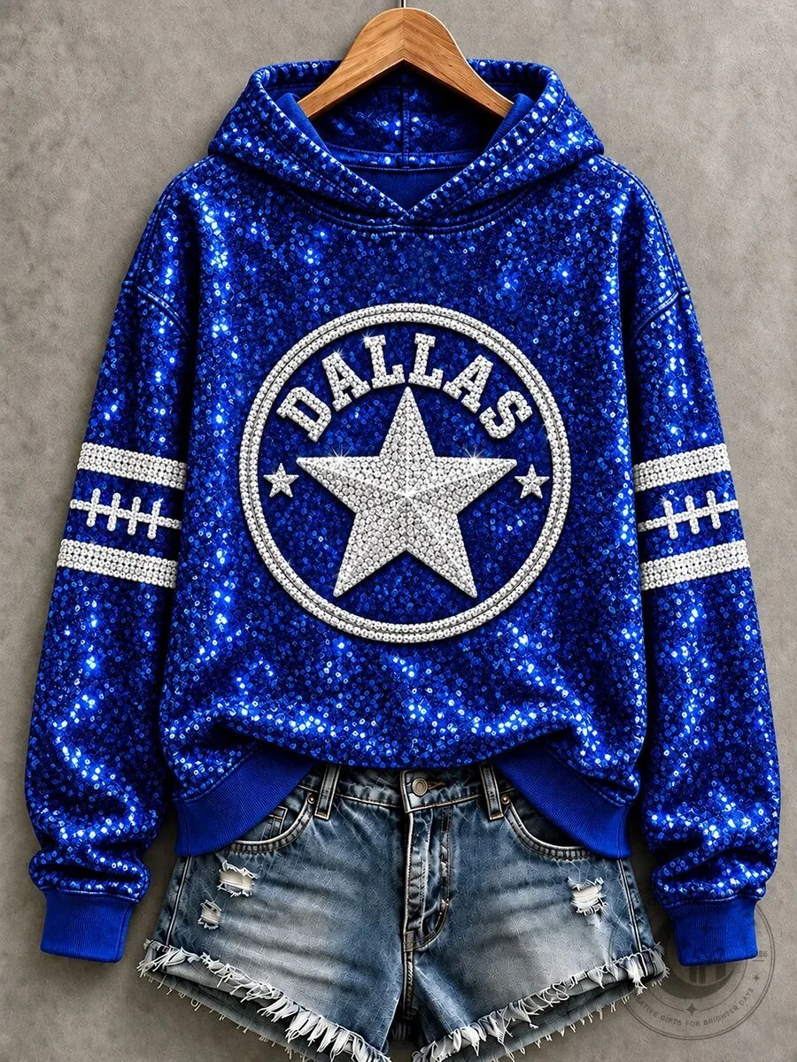 Dallas Cowboys Football Sequin Embellished Women’s Hoodie