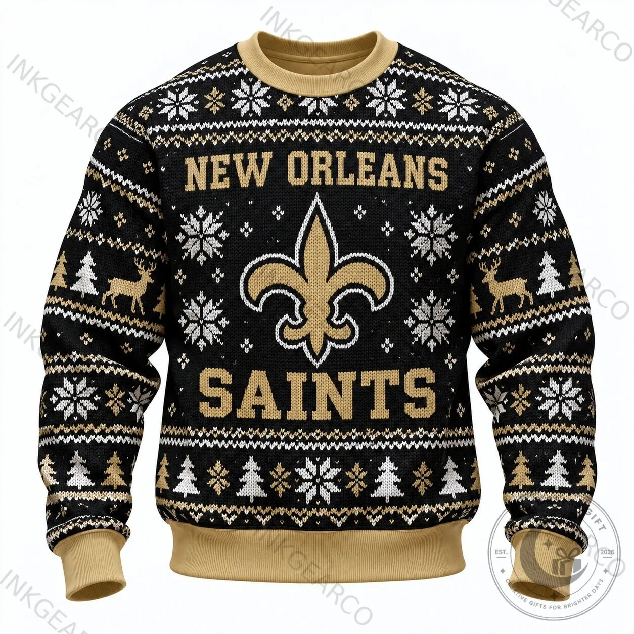 New Orleans Saints Christmas Ugly Holiday Crewneck Sweatshirt