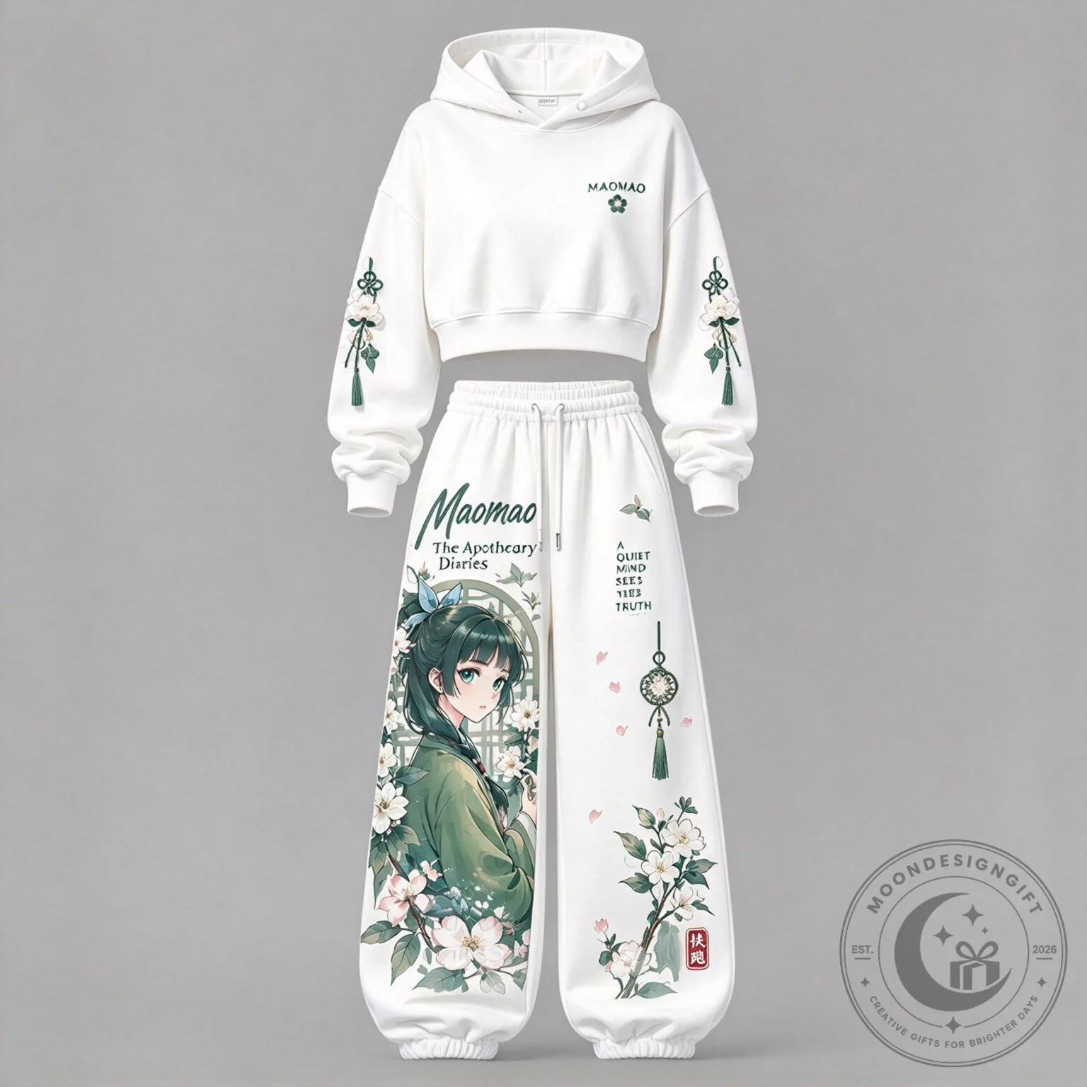 Maomao The Apothecary Diaries Anime Manga Cropped Hoodie and Jogger Pants Set 5 Maomao The Apothecary Diaries Anime Manga Cropped Hoodie and Jogger Pants Set
