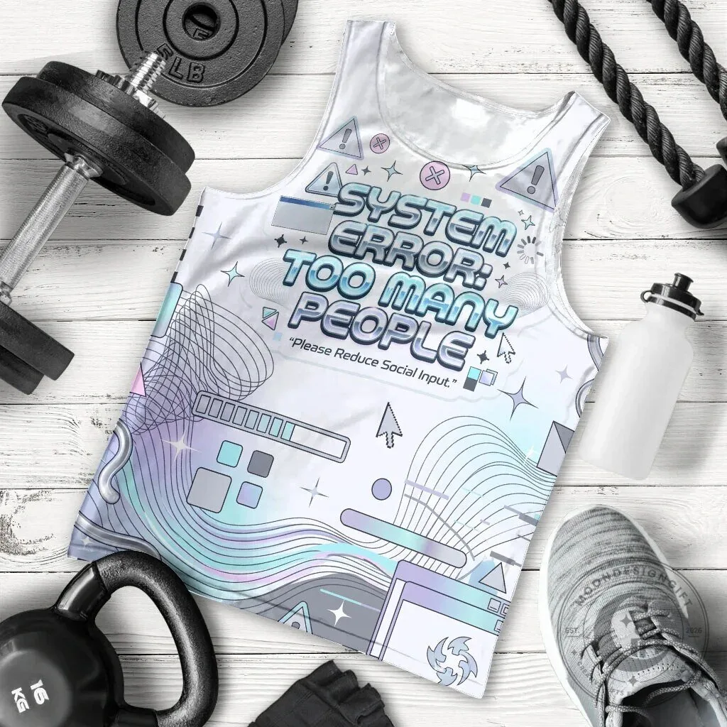 System Error Too Many People Y2K Retro Computer Interface Tank Top 10 System Error Too Many People Y2K Retro Computer Interface Tank Top