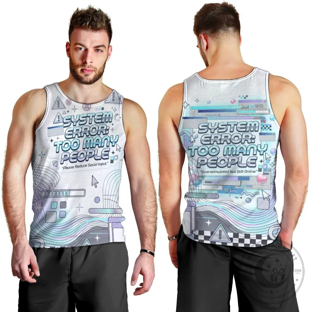 System Error Too Many People Y2K Retro Computer Interface Tank Top 11 System Error Too Many People Y2K Retro Computer Interface Tank Top