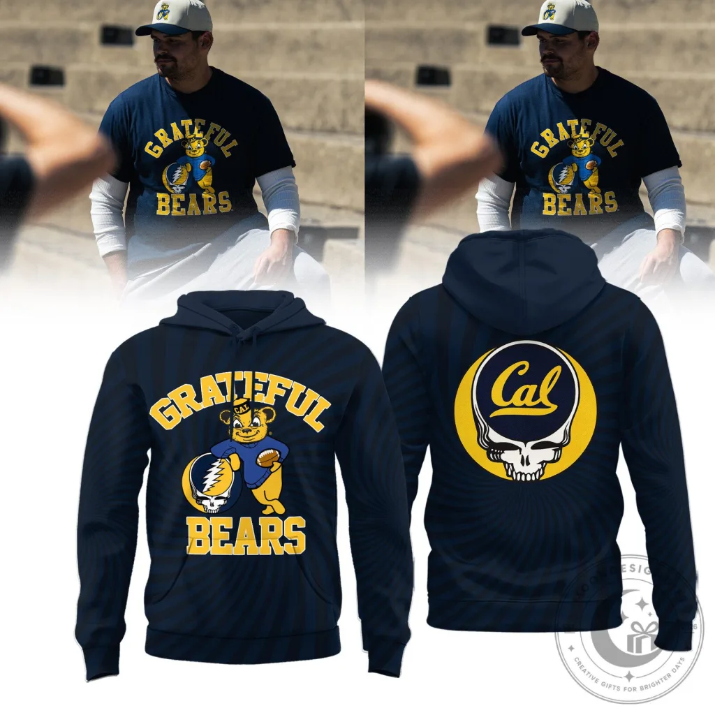 Grateful Dead California Golden Bears Football Navy Hoodie 24 Grateful Dead California Golden Bears Football Navy Hoodie
