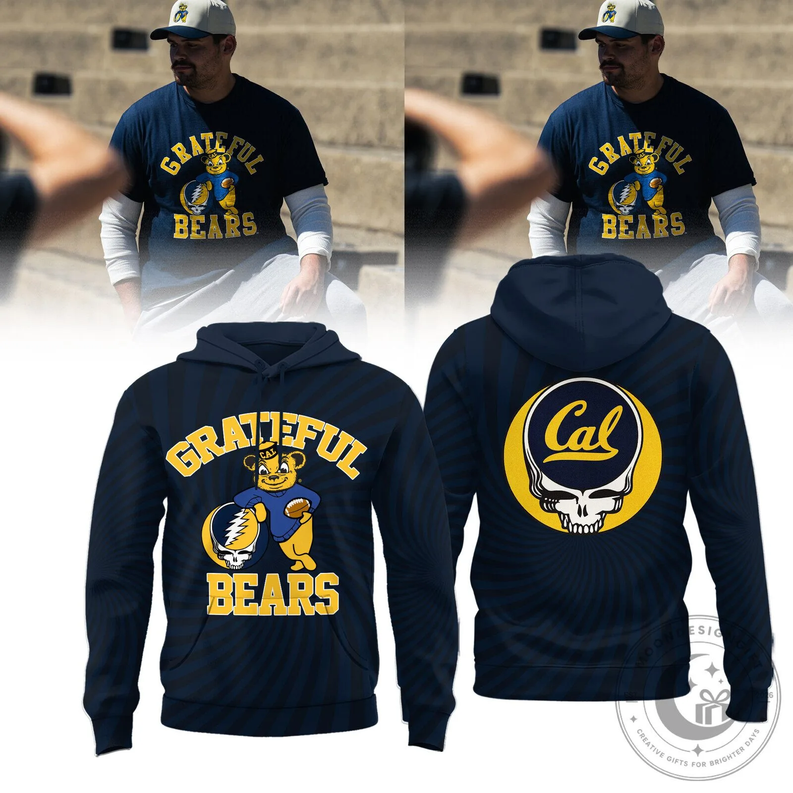 Grateful Dead California Golden Bears Football Navy Hoodie