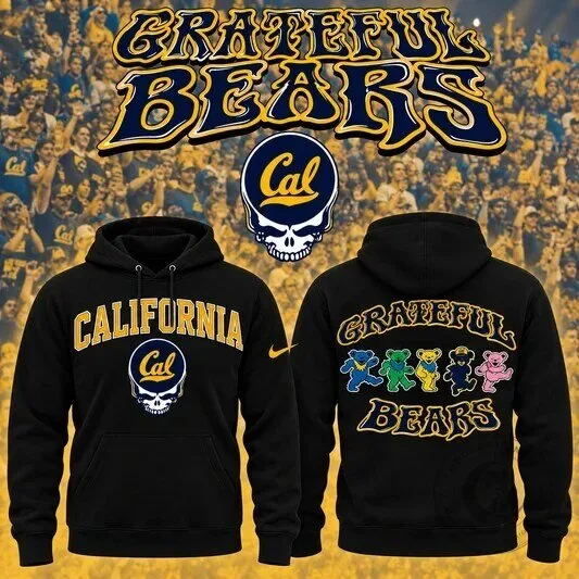 Black Hoodie featuring California Golden Bears and Grateful Dead Dancing Bears Design