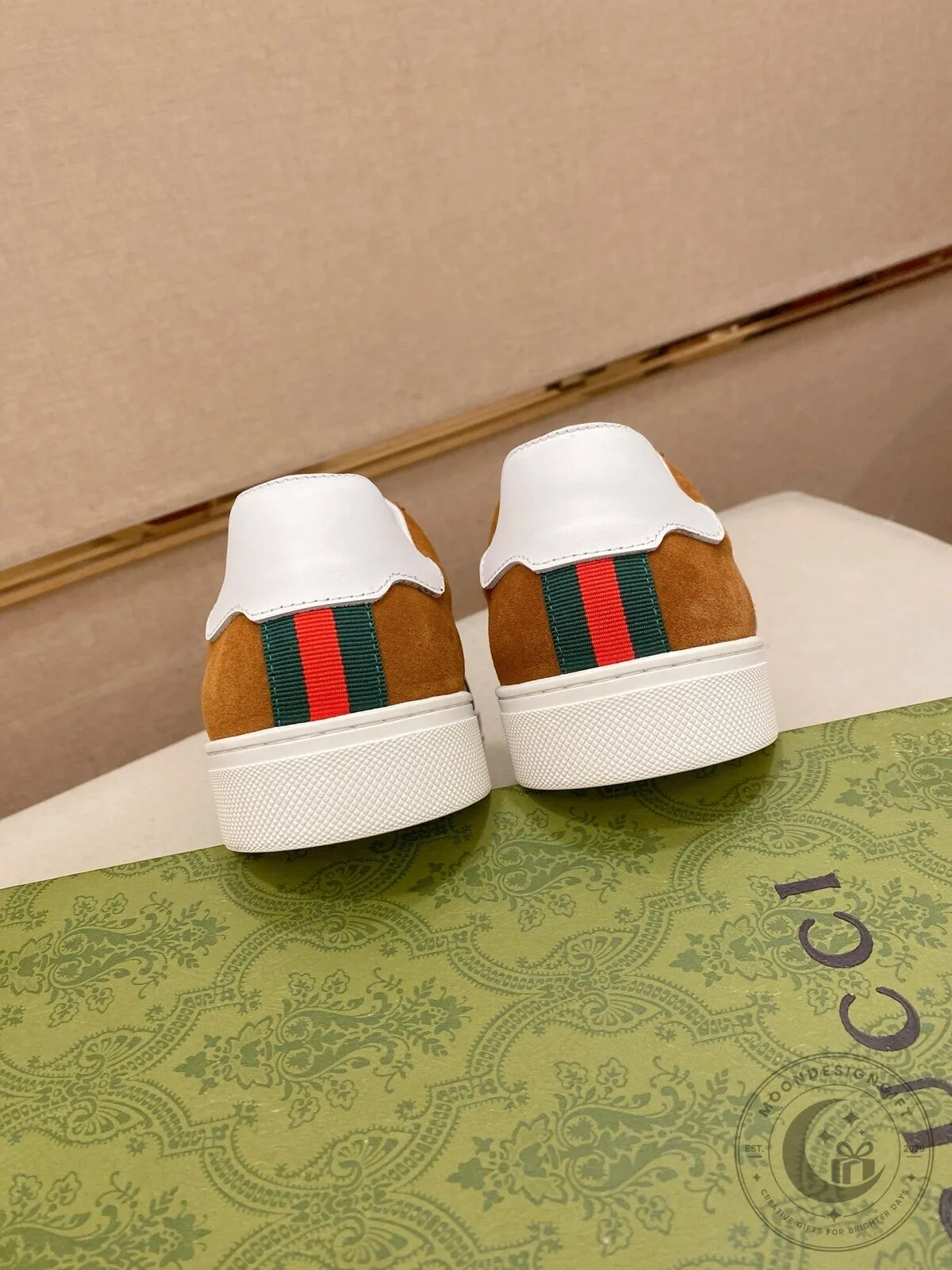 Gucci Brown Monogram Canvas and Suede Low Top Sneakers with Red and Green Stripe 12 Gucci Brown Monogram Canvas and Suede Low Top Sneakers with Red and Green Stripe