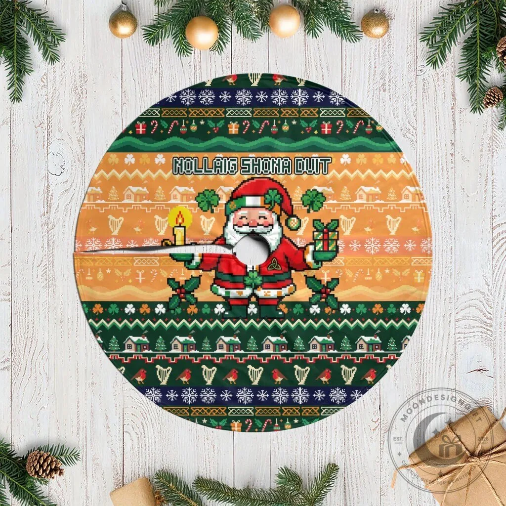 Irish Christmas Nollaig Shona Duit Santa Claus Tree Skirt 7 Irish Christmas Nollaig Shona Duit Santa Claus Tree Skirt