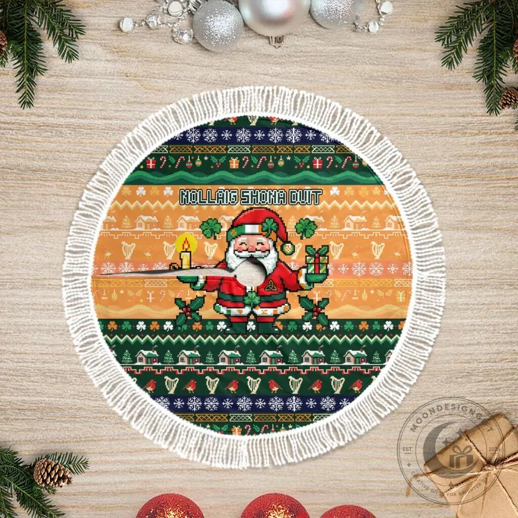 Irish Christmas Nollaig Shona Duit Santa Claus Tree Skirt 9 Irish Christmas Nollaig Shona Duit Santa Claus Tree Skirt