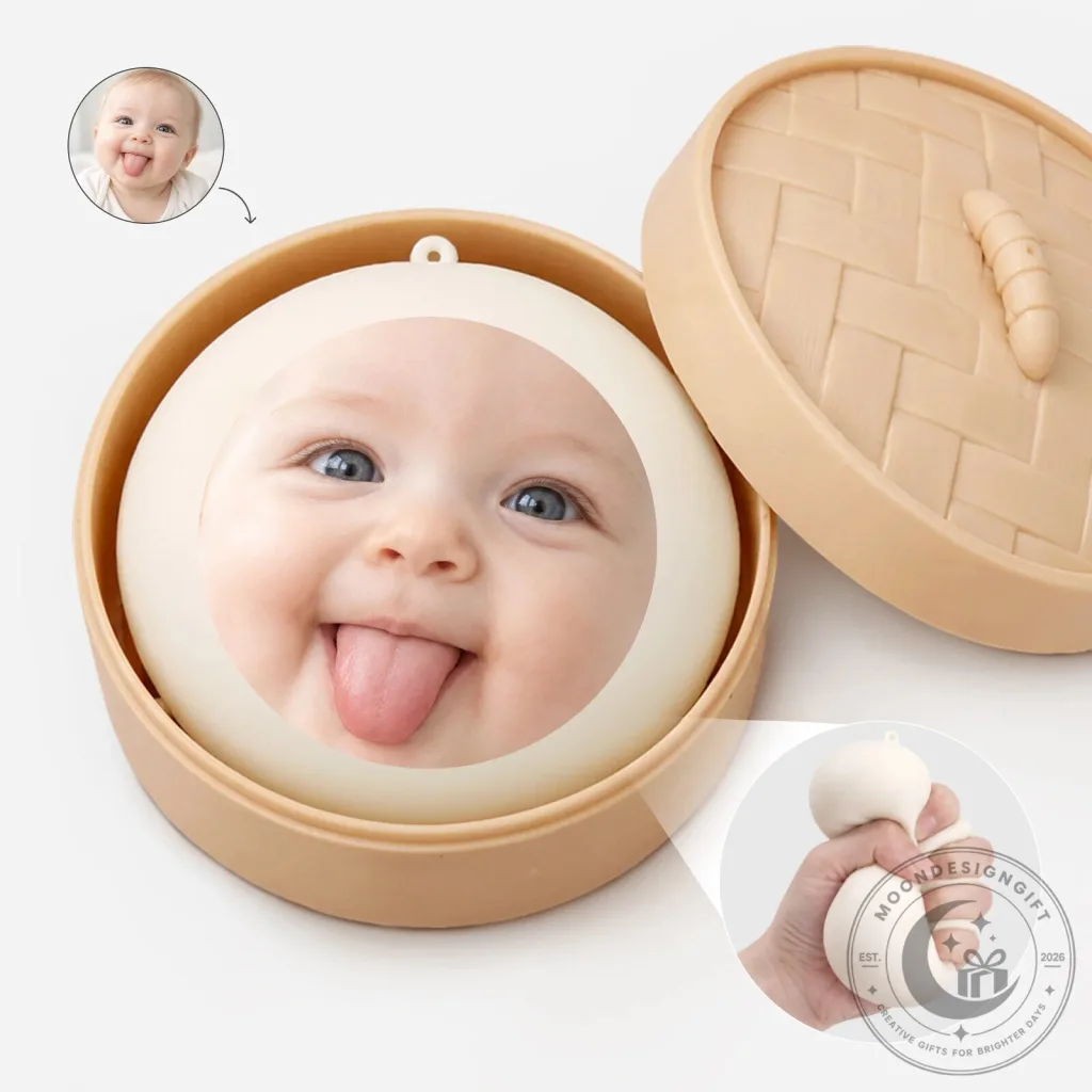 Personalized Steamed Bun Squishy Toy with Custom Baby Photo for Stress Relief Personalized Steamed Bun Squishy Toy with Custom Baby Photo for Stress Relief