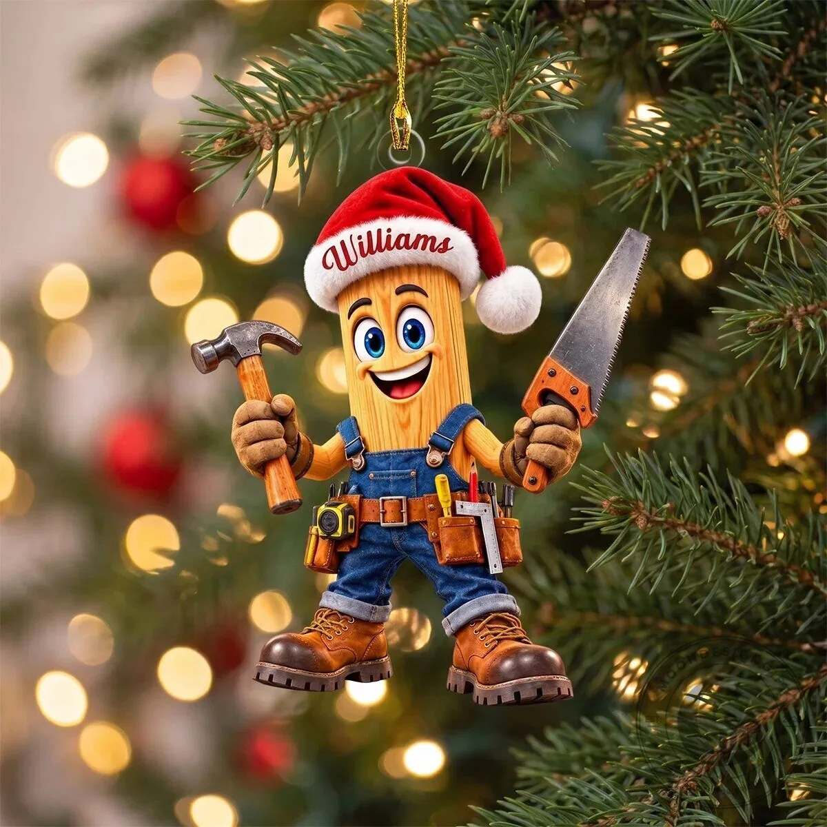 Personalized Carpenter Christmas Tree Ornament Custom Name Woodworker Gift