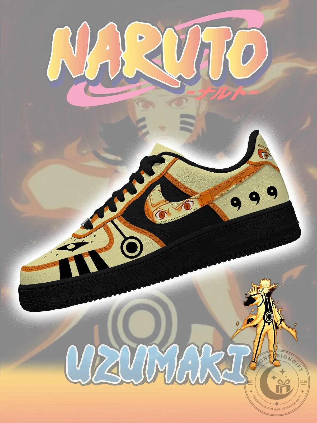 Naruto Uzumaki Nine-Tails Chakra Mode Anime Custom Shoes 2 Naruto Uzumaki Nine-Tails Chakra Mode Anime Custom Shoes
