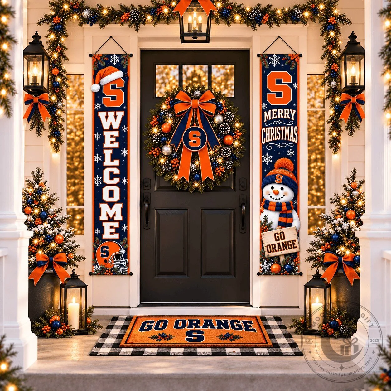 Syracuse Orange Christmas Welcome and Merry Christmas Door Banner Set