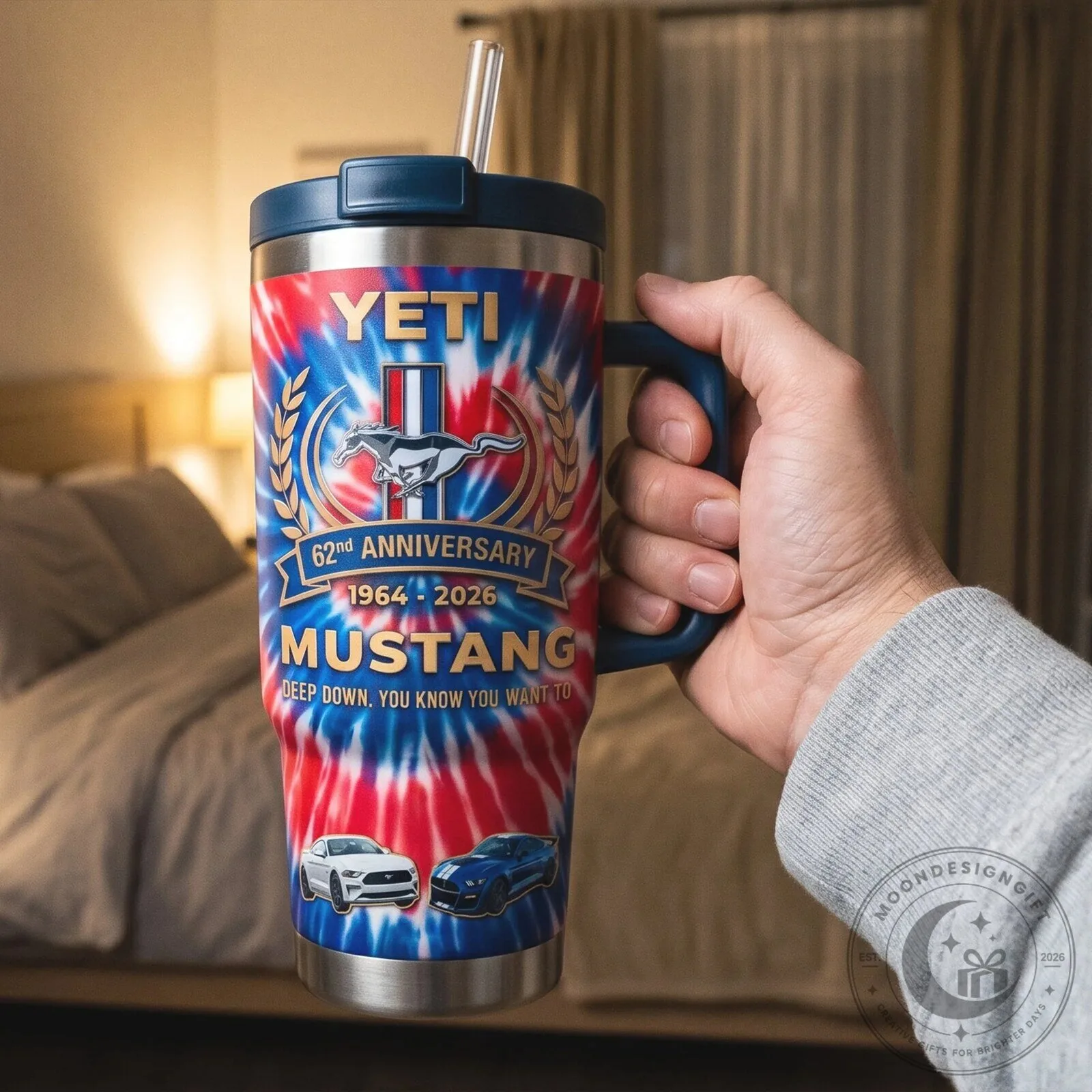Ford Mustang 62nd Anniversary Tie Dye Insulated Stainless Steel Tumbler with Handle 7 Ford Mustang 62nd Anniversary Tie Dye Insulated Stainless Steel Tumbler with Handle