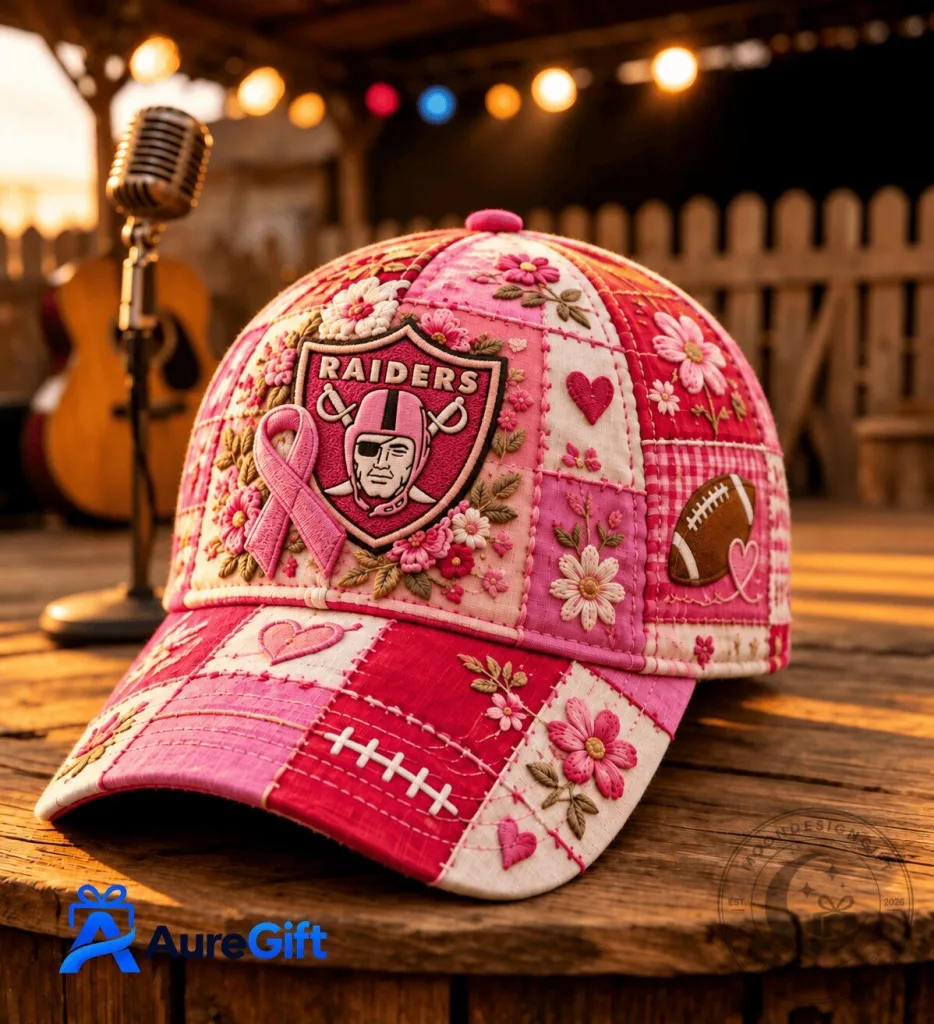 Las Vegas Raiders Breast Cancer Awareness Pink Patchwork Cap Hat
