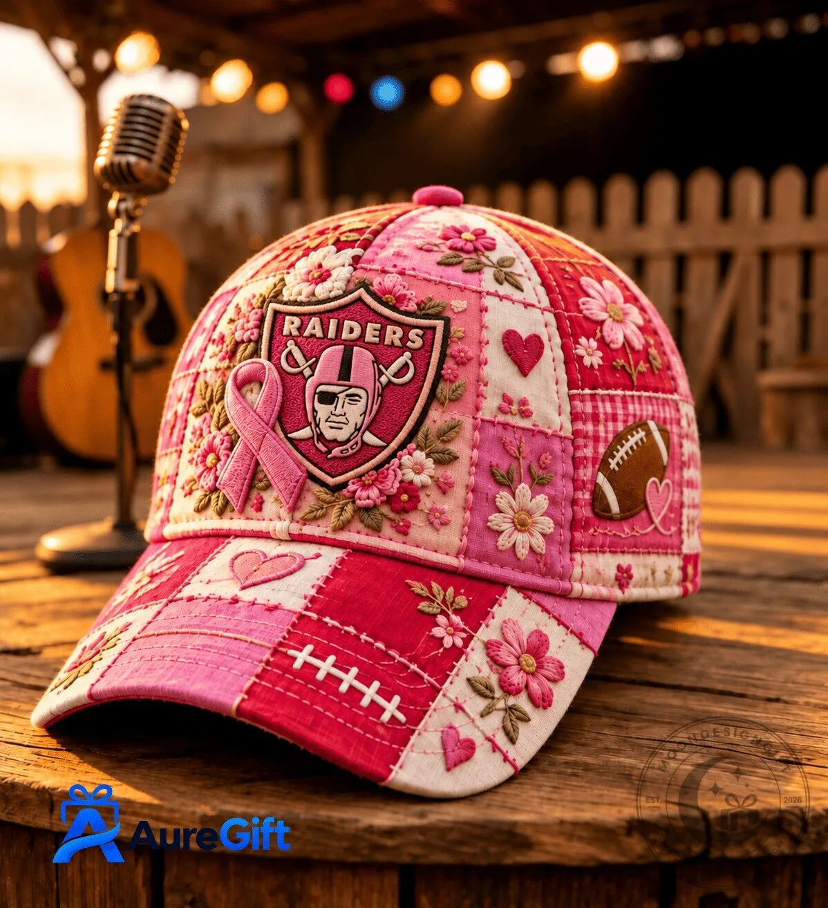 Las Vegas Raiders Breast Cancer Awareness Pink Patchwork Cap Hat