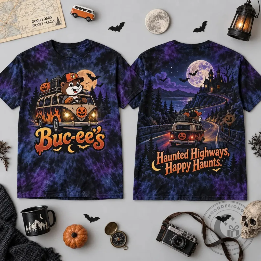 Buc-ee's Halloween Haunted Highways Happy Haunts Tie-Dye T-Shirt Buc-ee's Halloween Haunted Highways Happy Haunts Tie-Dye T-Shirt