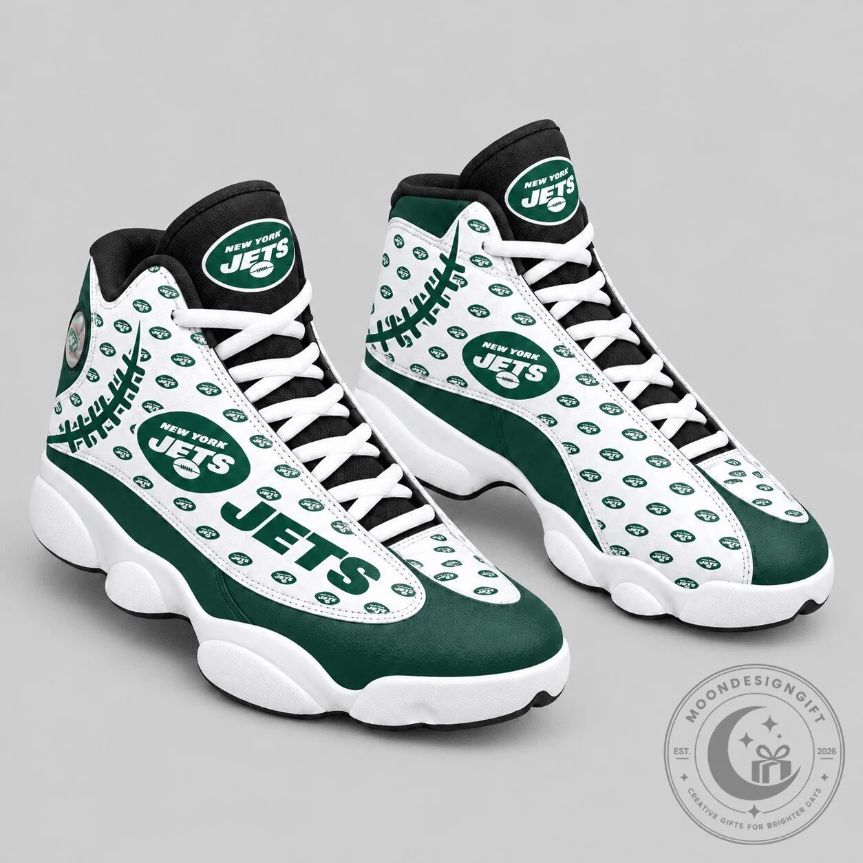 New York Jets Football Team Pattern High Top Sneakers Shoes