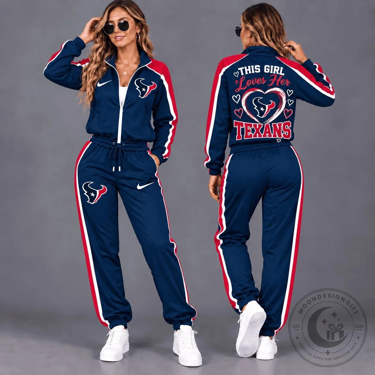 Houston Texans Women's Full-Zip Tracksuit with Team Logo and "This Girl Loves Her Texans" 3 Houston Texans Women